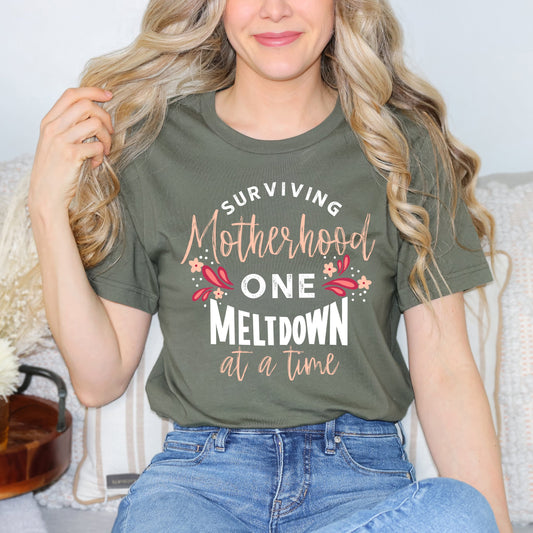 Surviving Motherhood Colorful | Short Sleeve Crew Neck