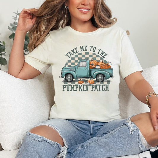 Pumpkin Patch Teal Truck | Short Sleeve Graphic Tee