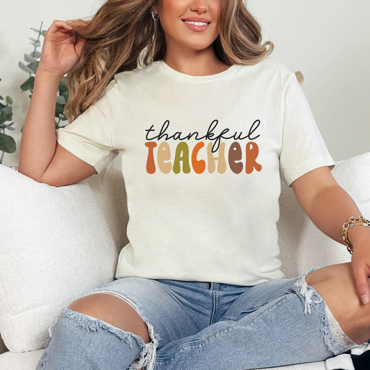 Thankful Teacher Colorful | Short Sleeve Graphic Tee