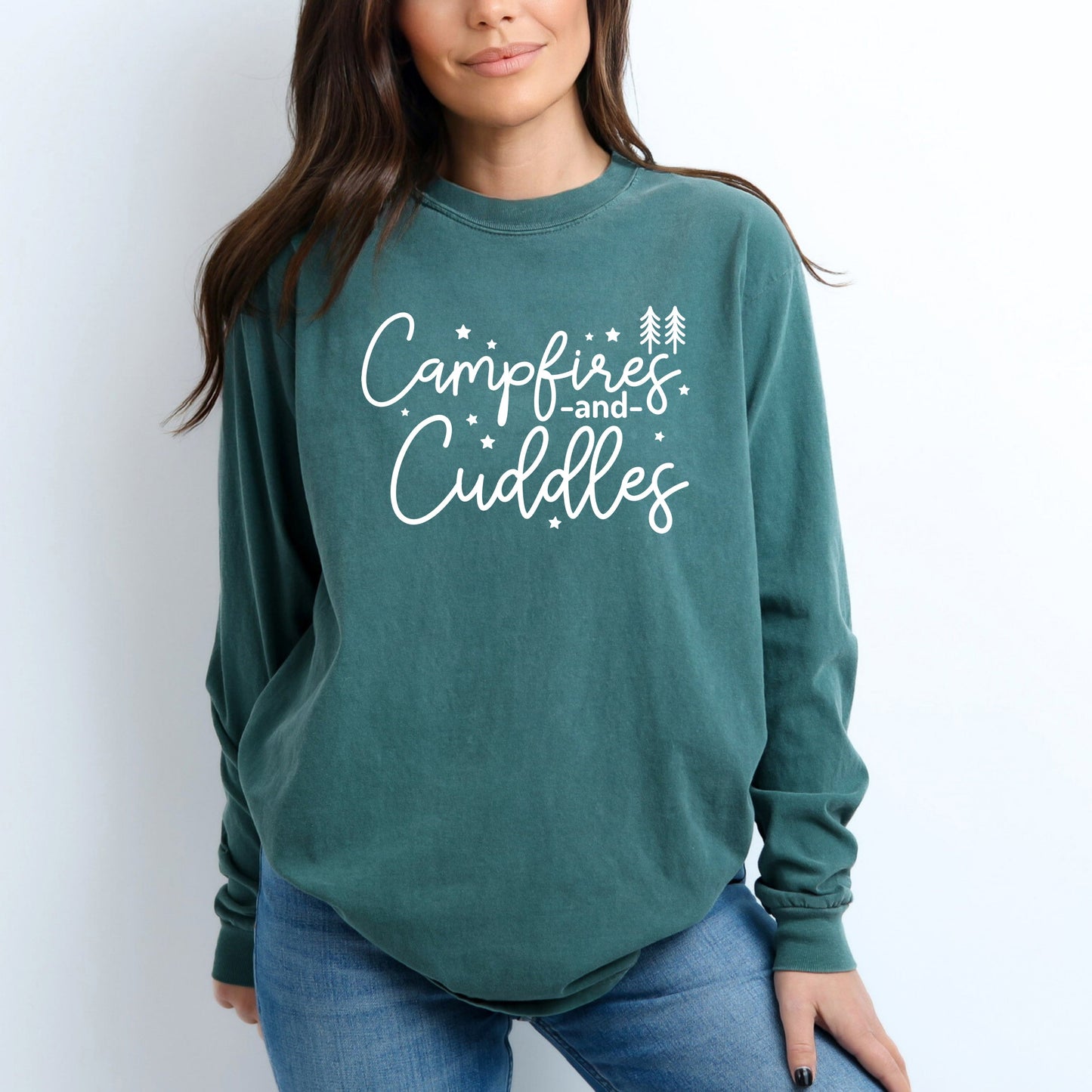 Campfires And Cuddles | Garment Dyed Long Sleeve Tee