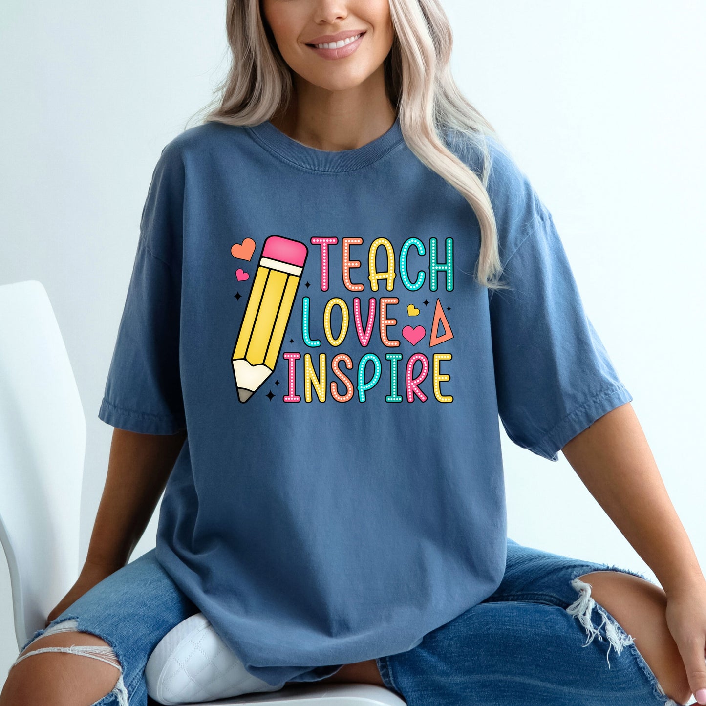 Teach Love Inspire Pencil | Garment Dyed Short Sleeve Tee