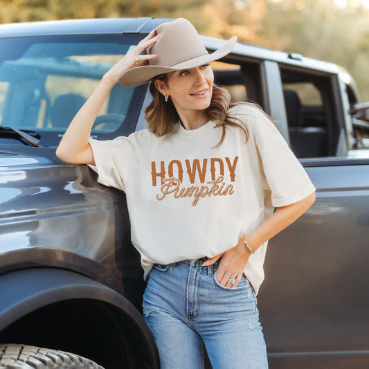 Howdy Pumpkin Rope | Garment Dyed Short Sleeve Tee