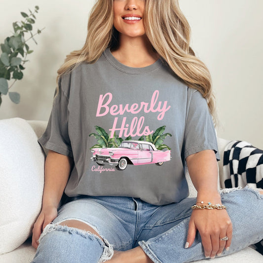 Beverly Hills Retro Car | Garment Dyed Short Sleeve Tee