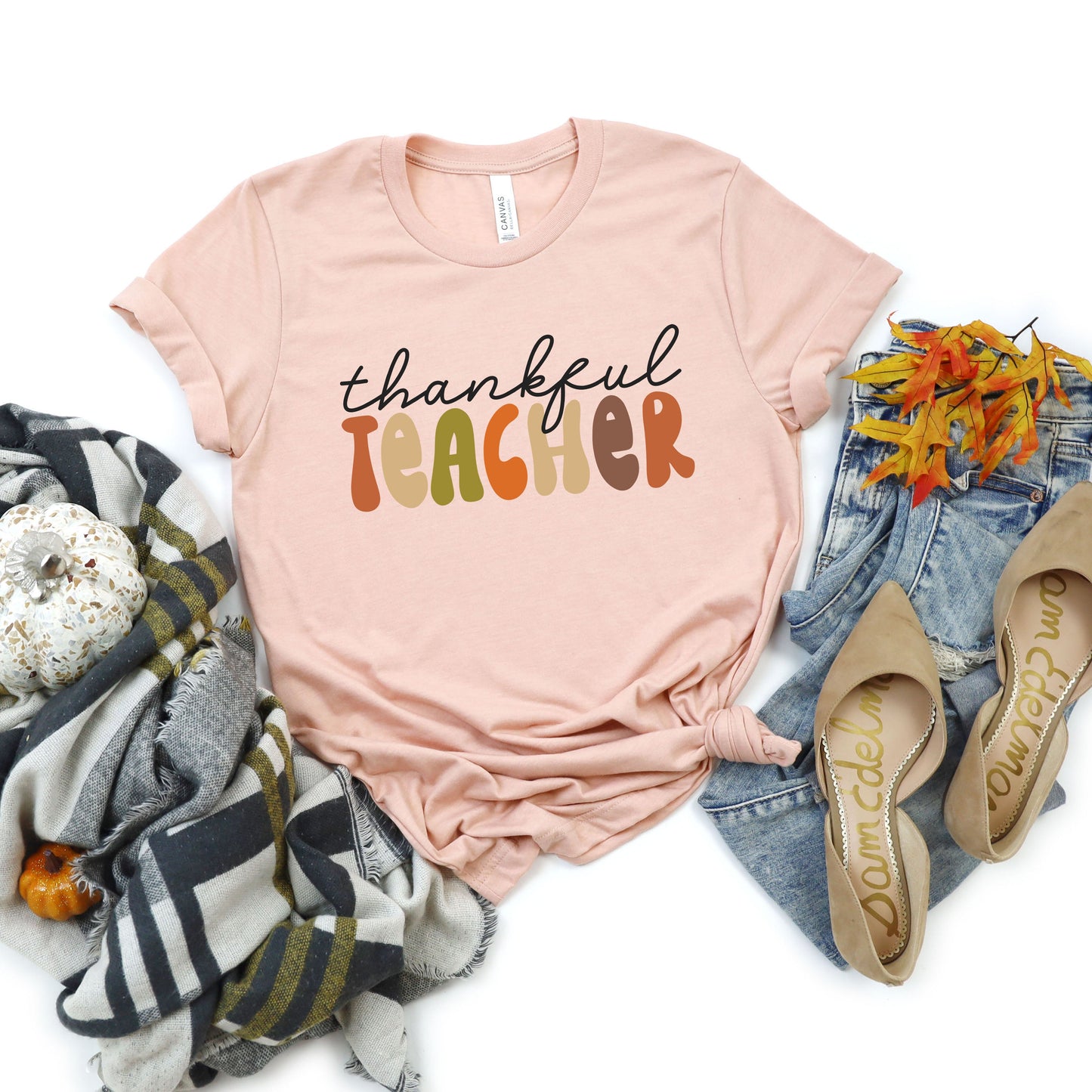 Thankful Teacher Colorful | Short Sleeve Graphic Tee