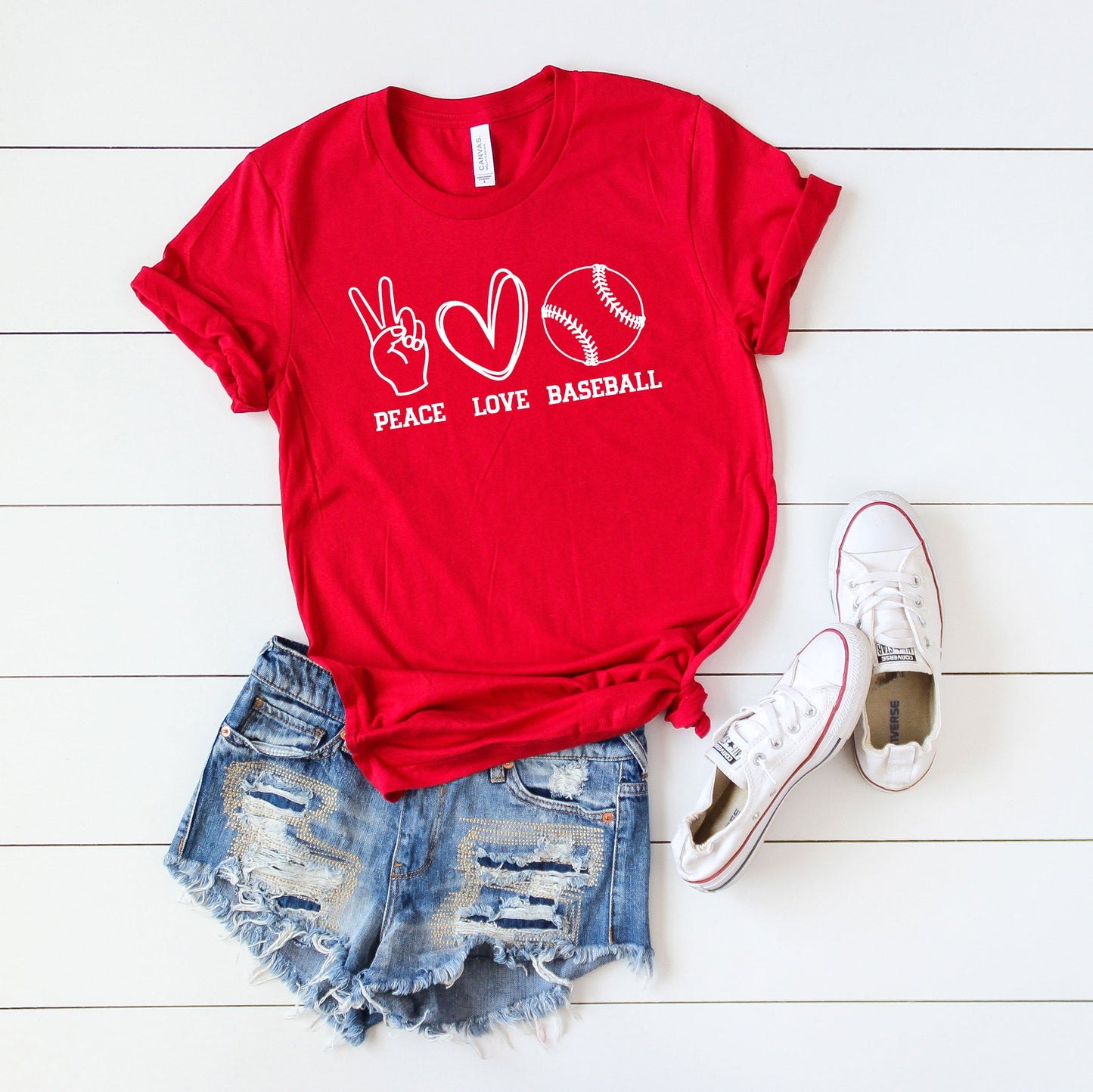 Peace Love Baseball | Short Sleeve Graphic Tee