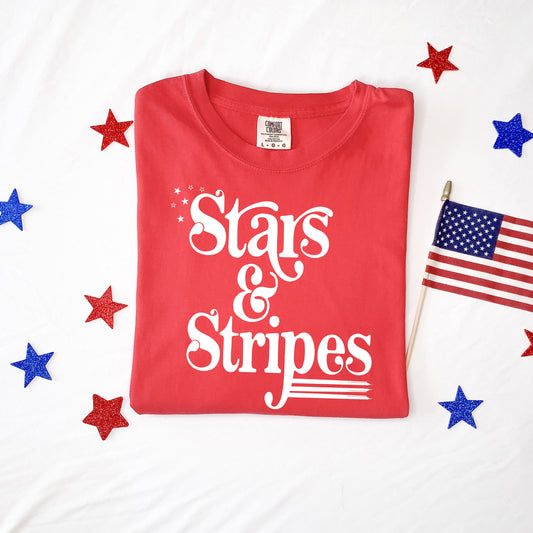 Stars And Stripes Retro | Garment Dyed Short Sleeve Tee