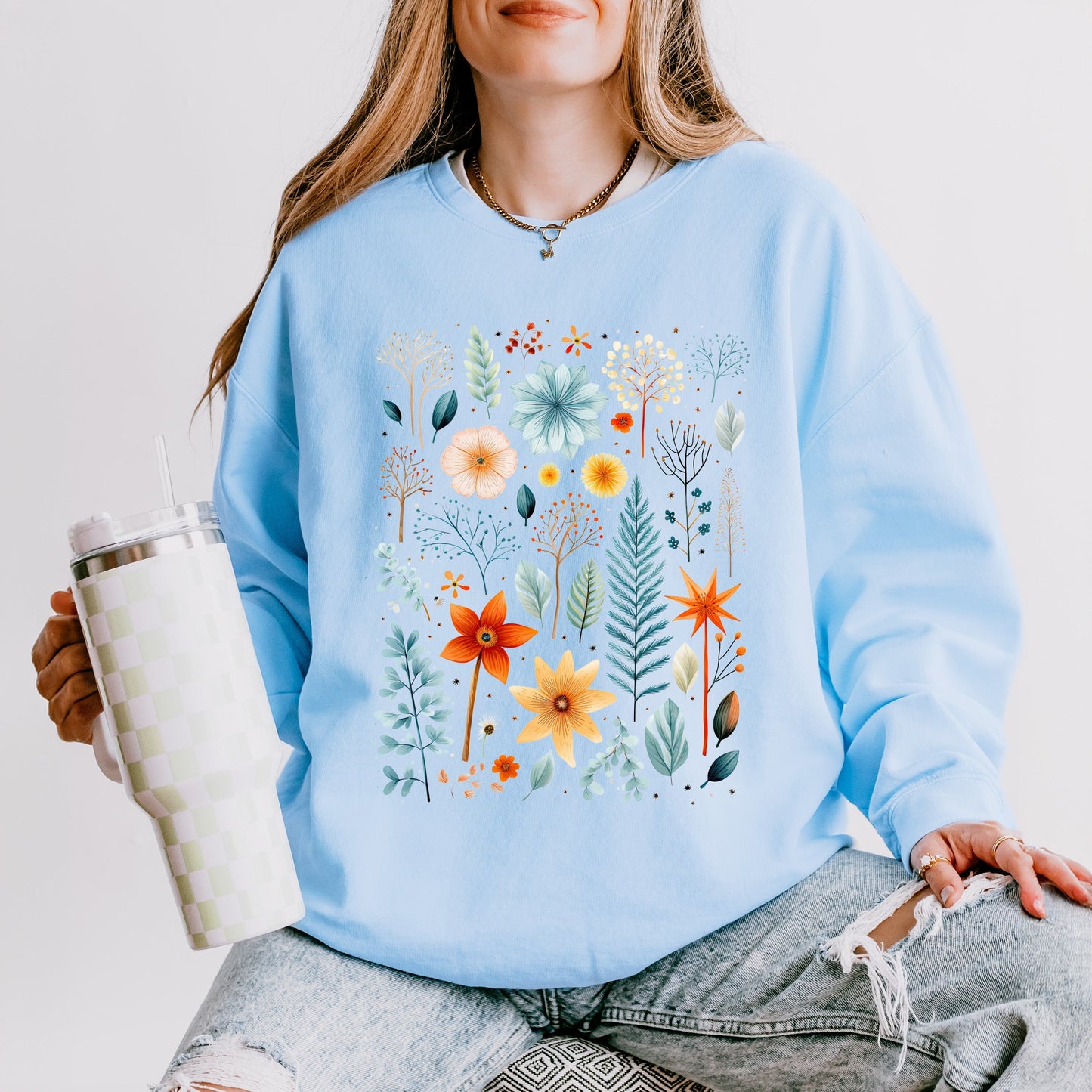 Winter Floral  | Lightweight Garment Dyed Sweatshirt