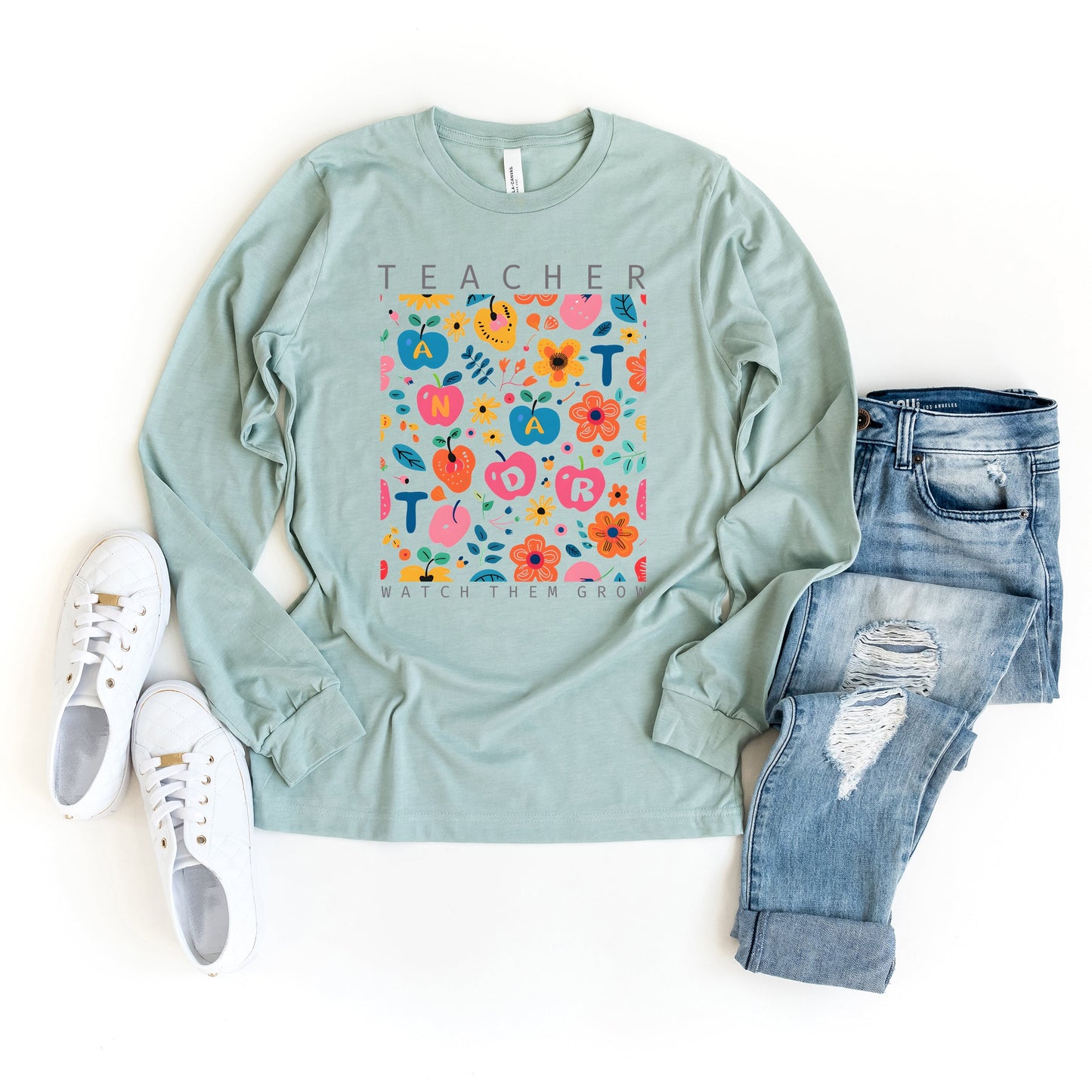 Teacher Watch Them Grow | Long Sleeve Crew Neck