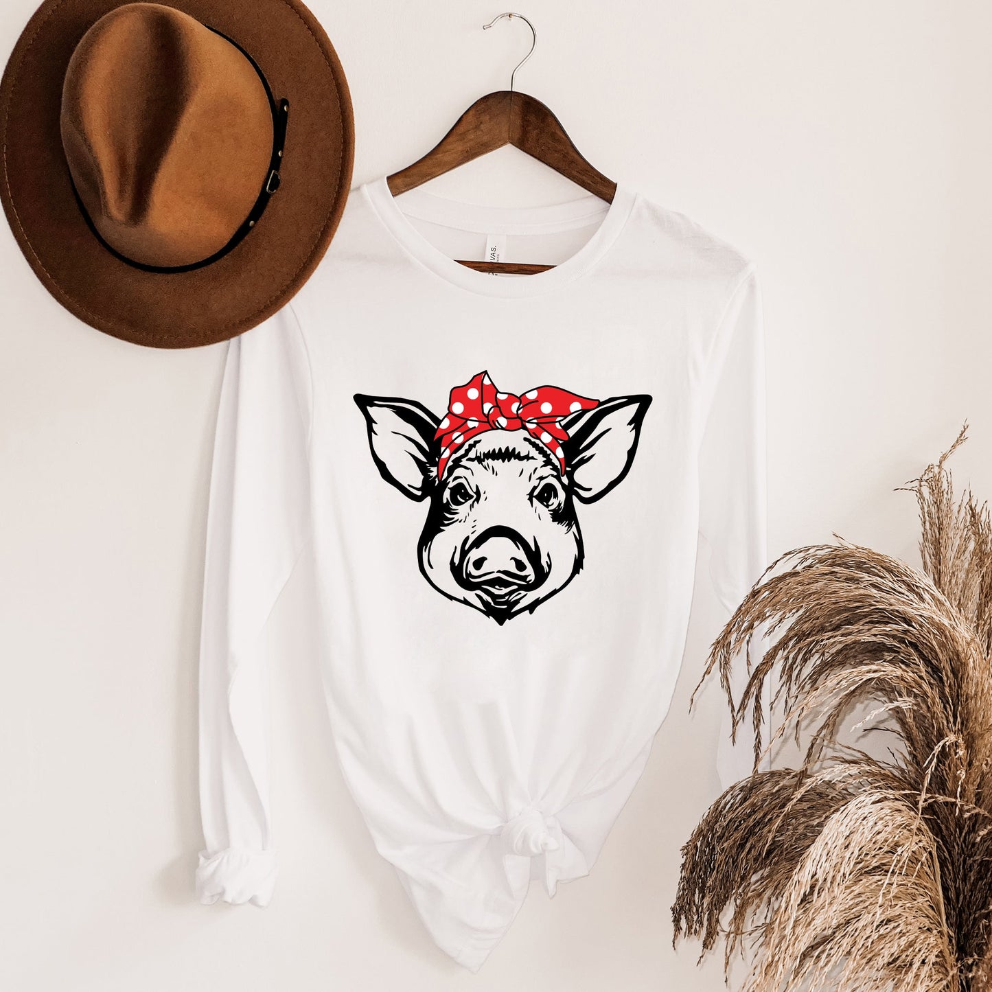 Pig and Bandana | Long Sleeve Crew Neck