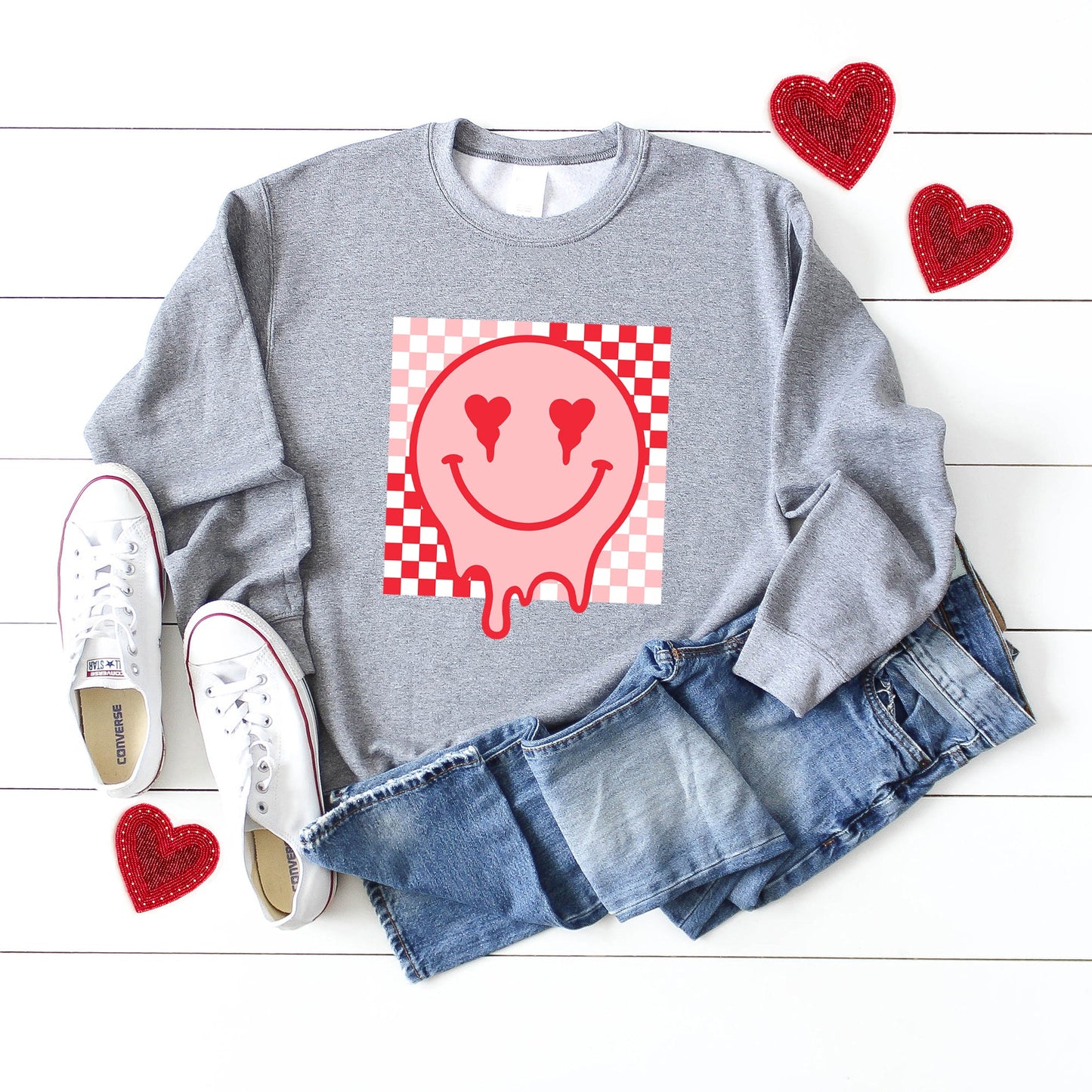 Valentine Smiley Checkered | Sweatshirt