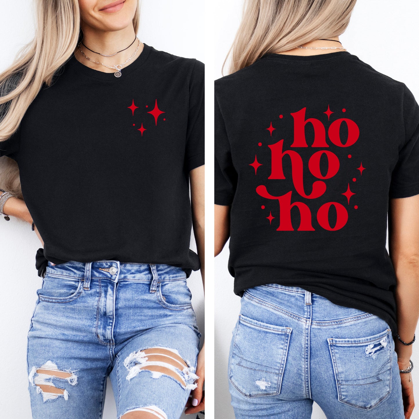 Whimsical Ho Ho Ho | Front & Back Short Sleeve Graphic Tee