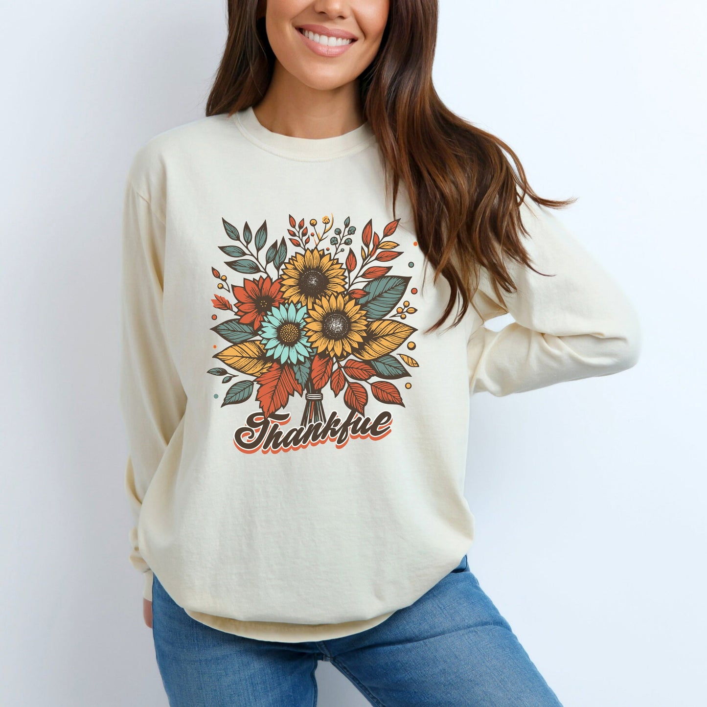 Thankful Flowers | Garment Dyed Long Sleeve