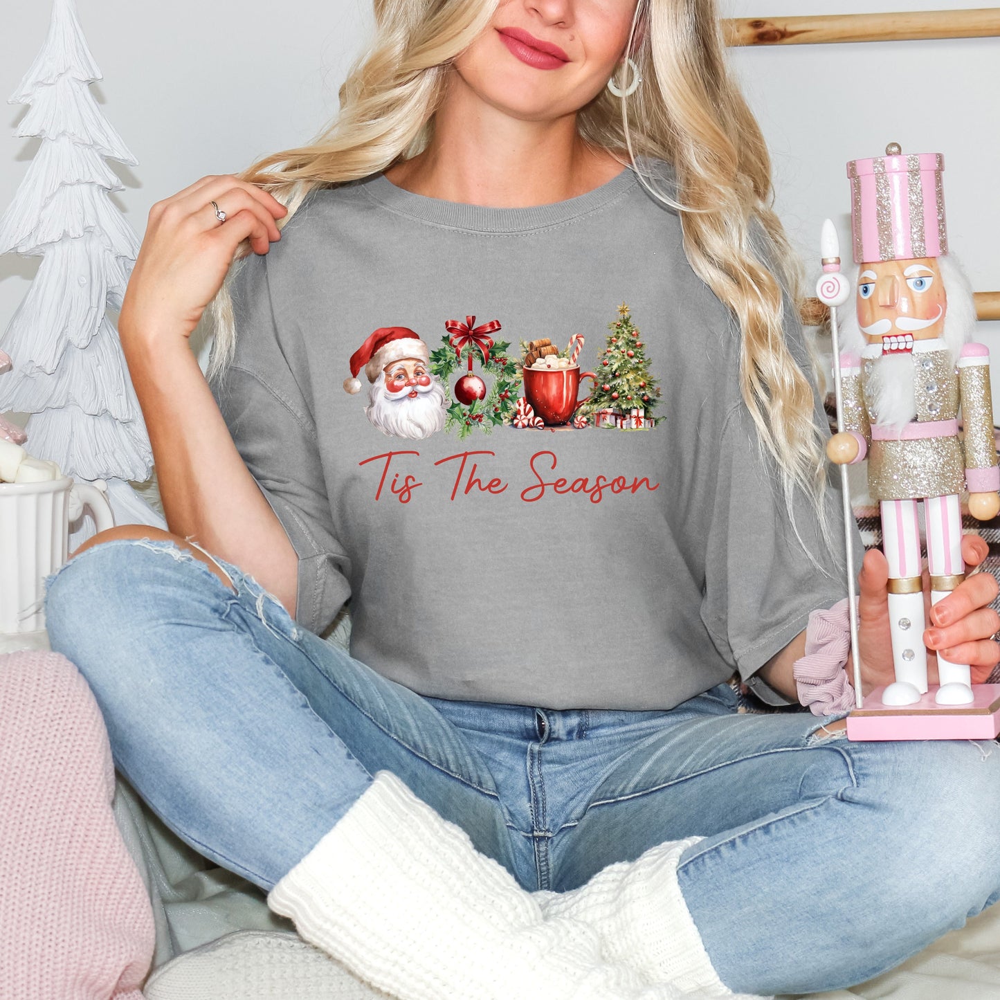 Tis The Season Christmas Collage | Garment Dyed Tee