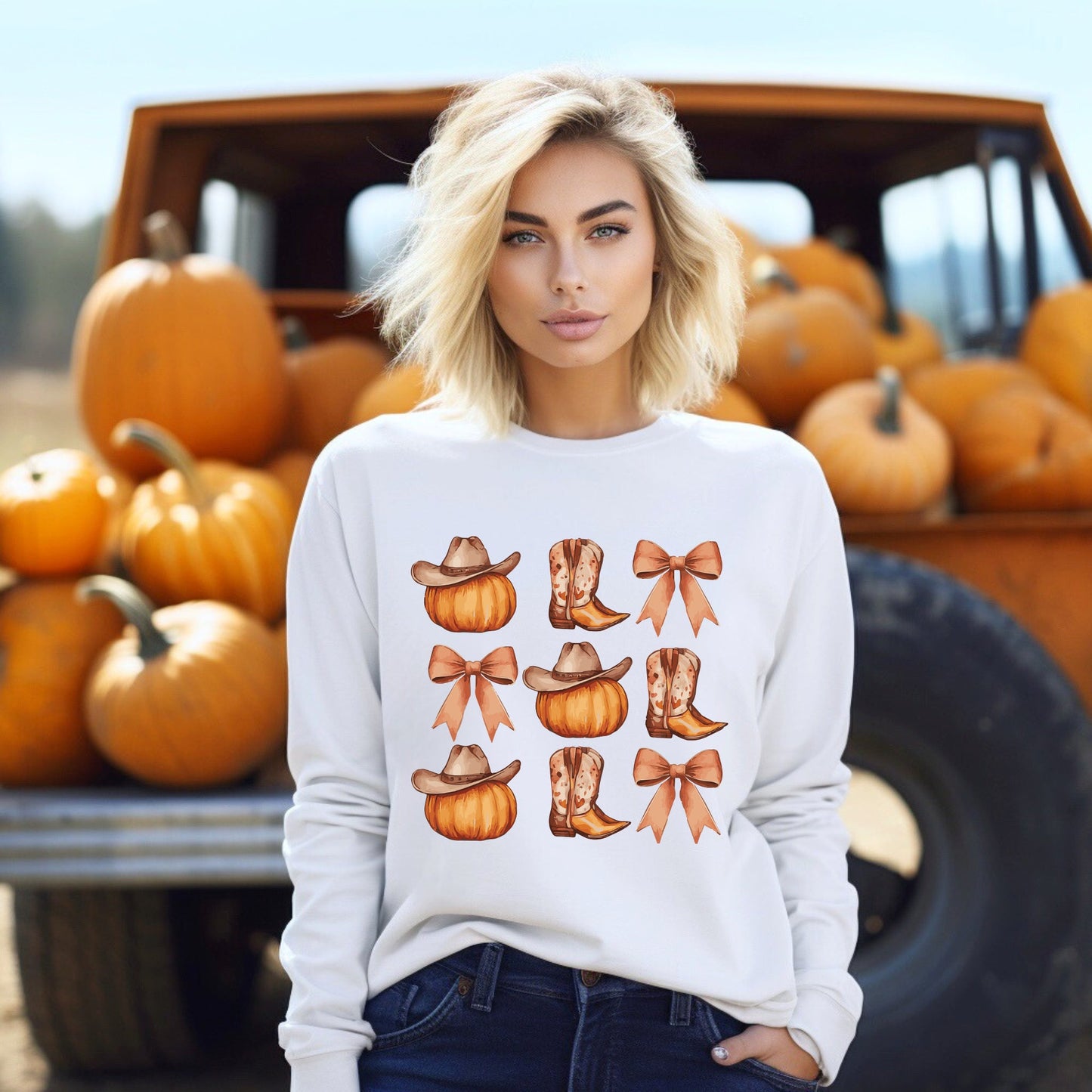 Coquette Western Fall Chart | Long Sleeve Crew Neck