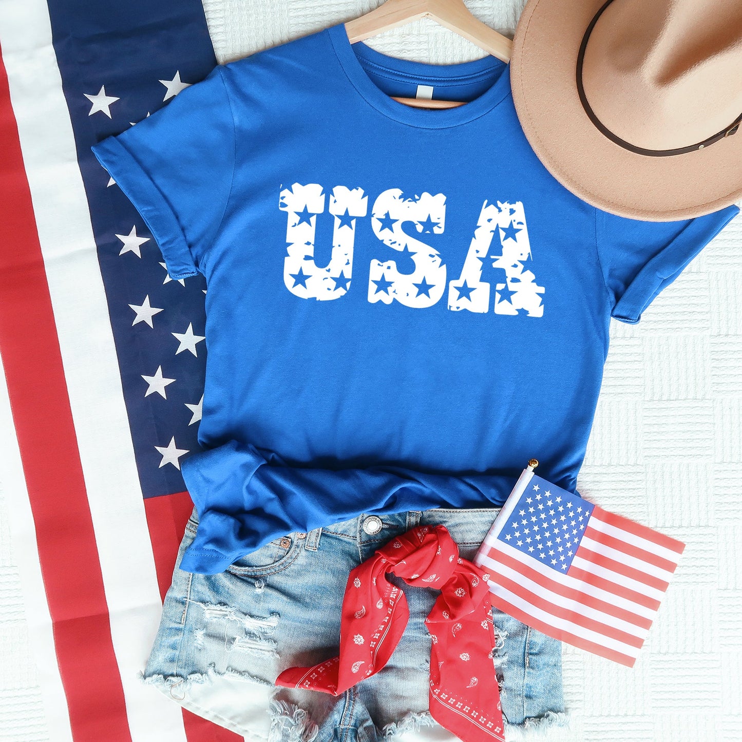 USA Distressed Stars | Short Sleeve Graphic Tee