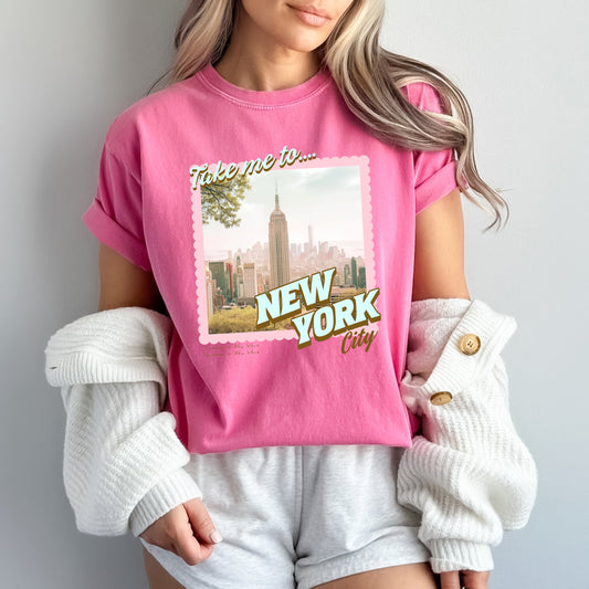 Take Me To New York | Garment Dyed Short Sleeve Tee