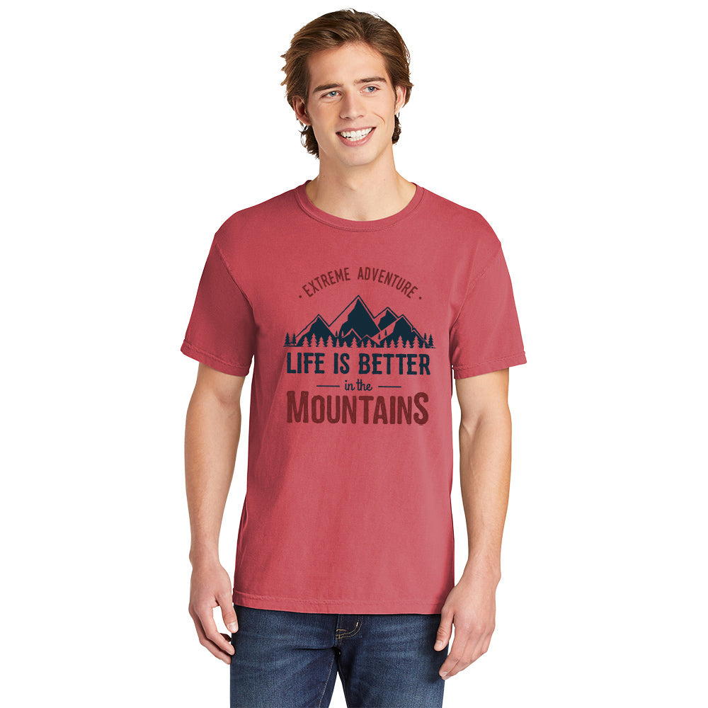 Life Is Better In The Mountains Colorful | Men's Garment Dyed Tee