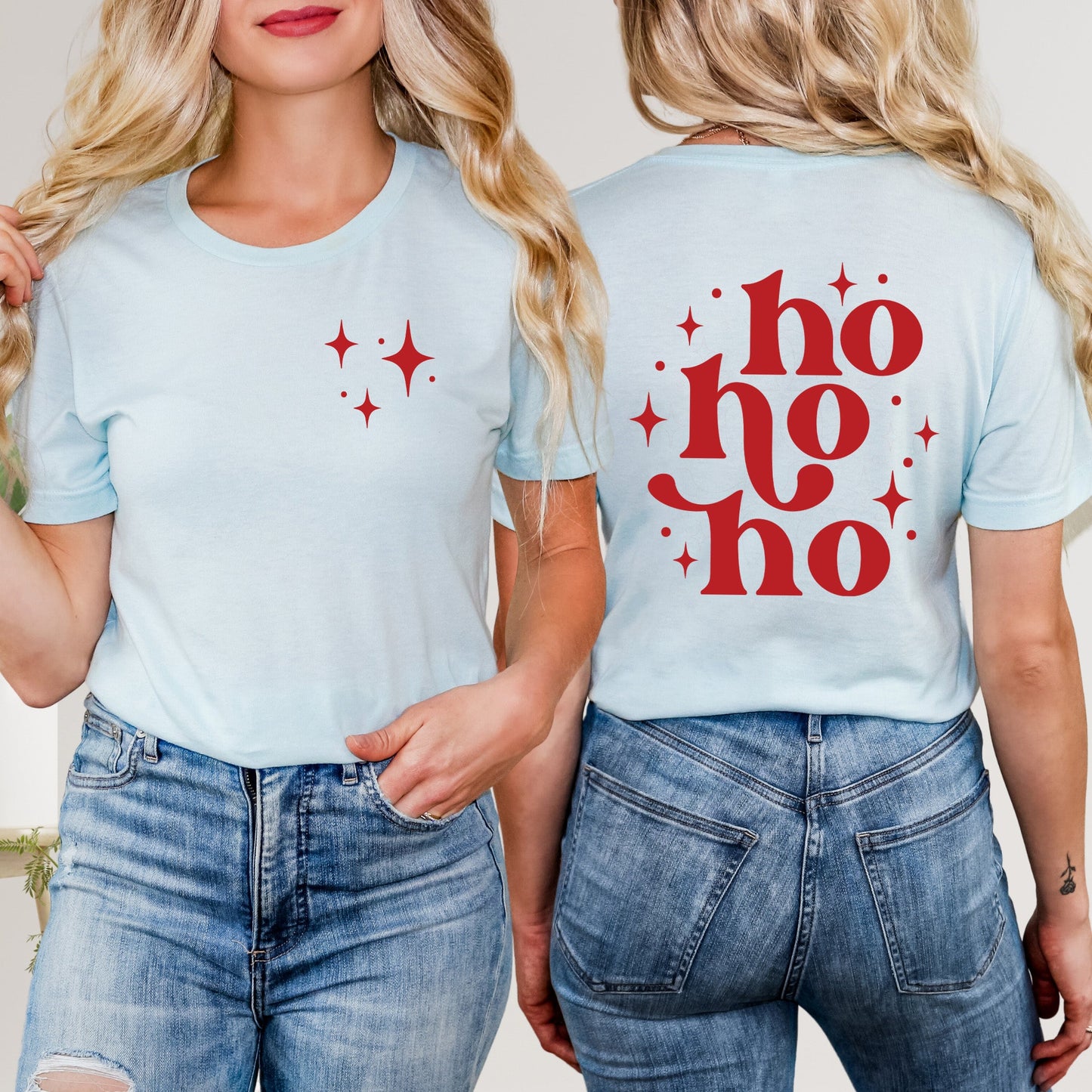 Whimsical Ho Ho Ho | Front & Back Short Sleeve Graphic Tee