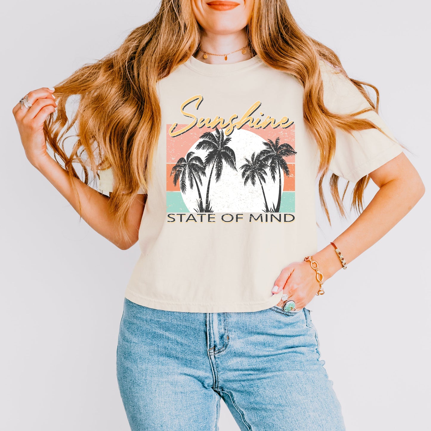 Sunshine State Of Mind | Relaxed Fit Cropped Tee