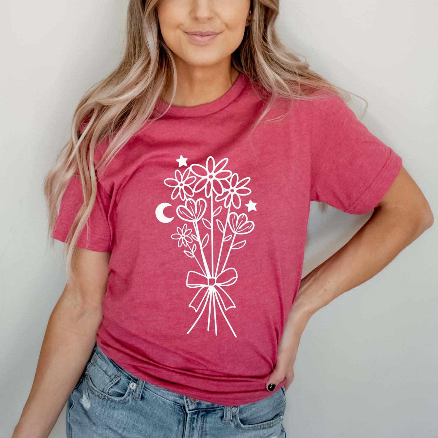 Bouquet With Ribbon | Short Sleeve Crew Neck