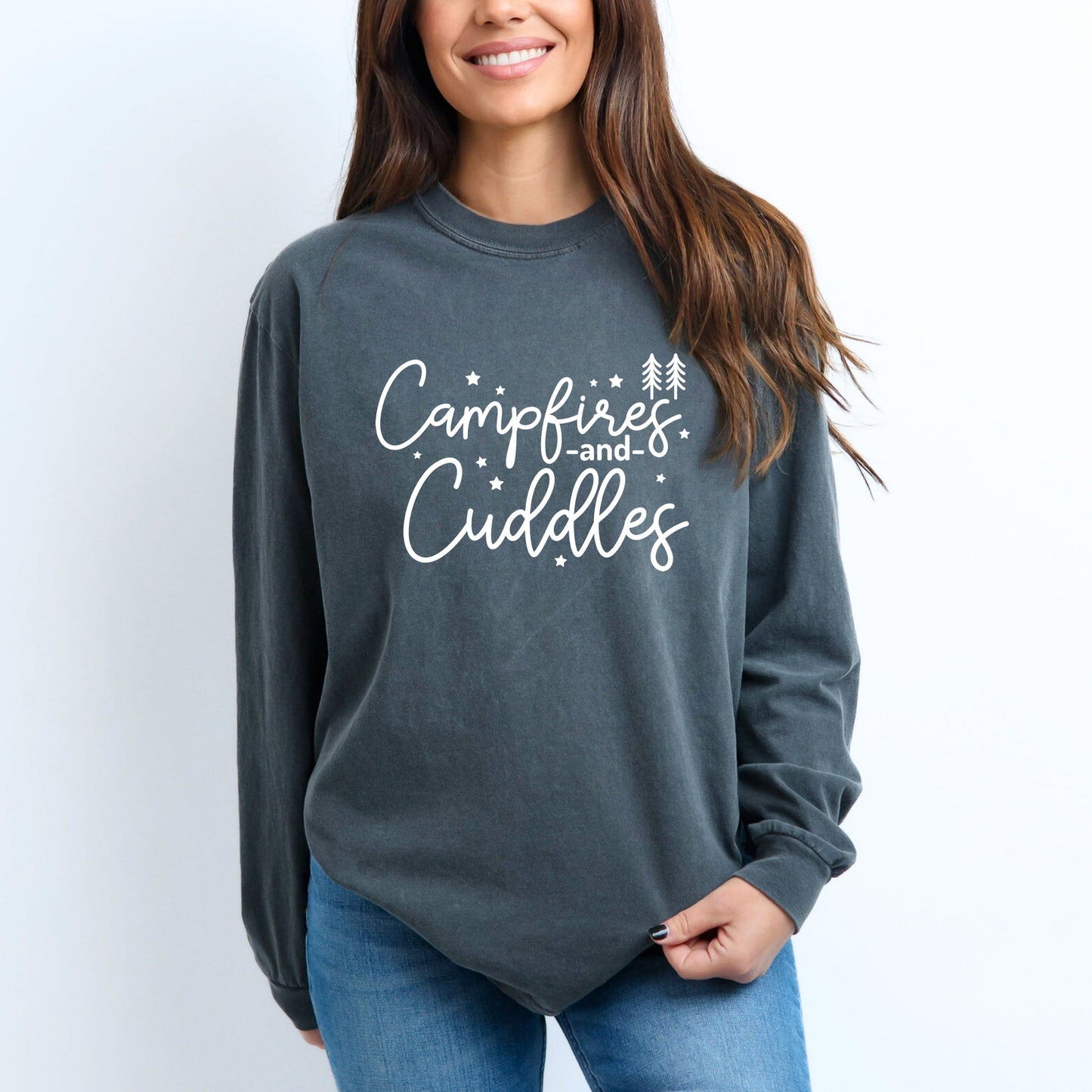 Campfires And Cuddles | Garment Dyed Long Sleeve Tee