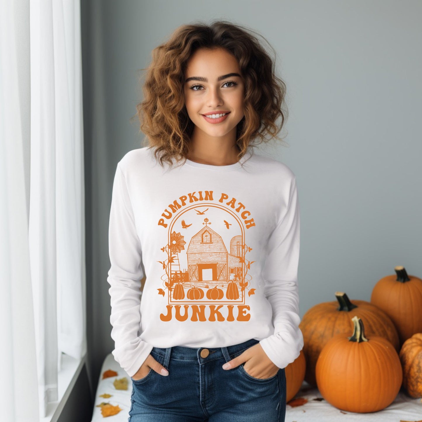 Pumpkin Patch Junkie | Long Sleeve Crew Neck