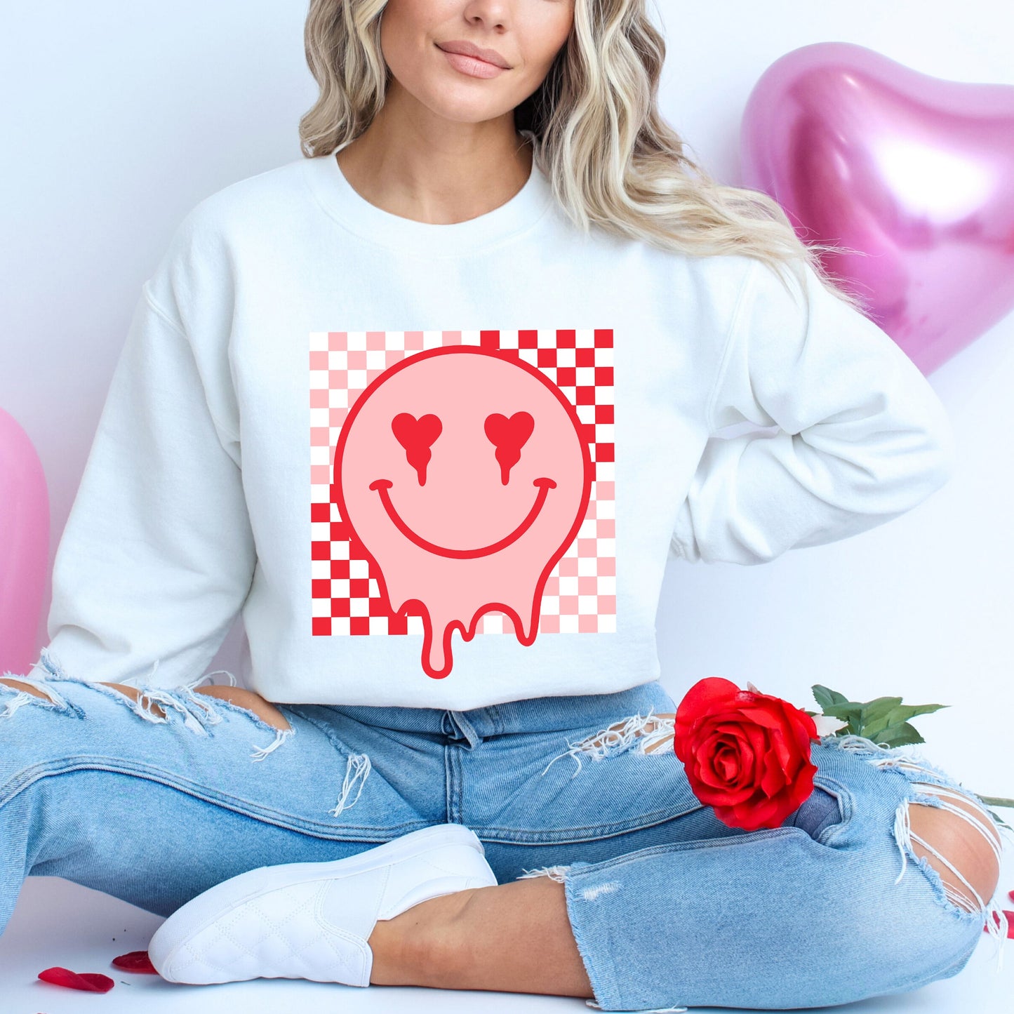 Valentine Smiley Checkered | Sweatshirt