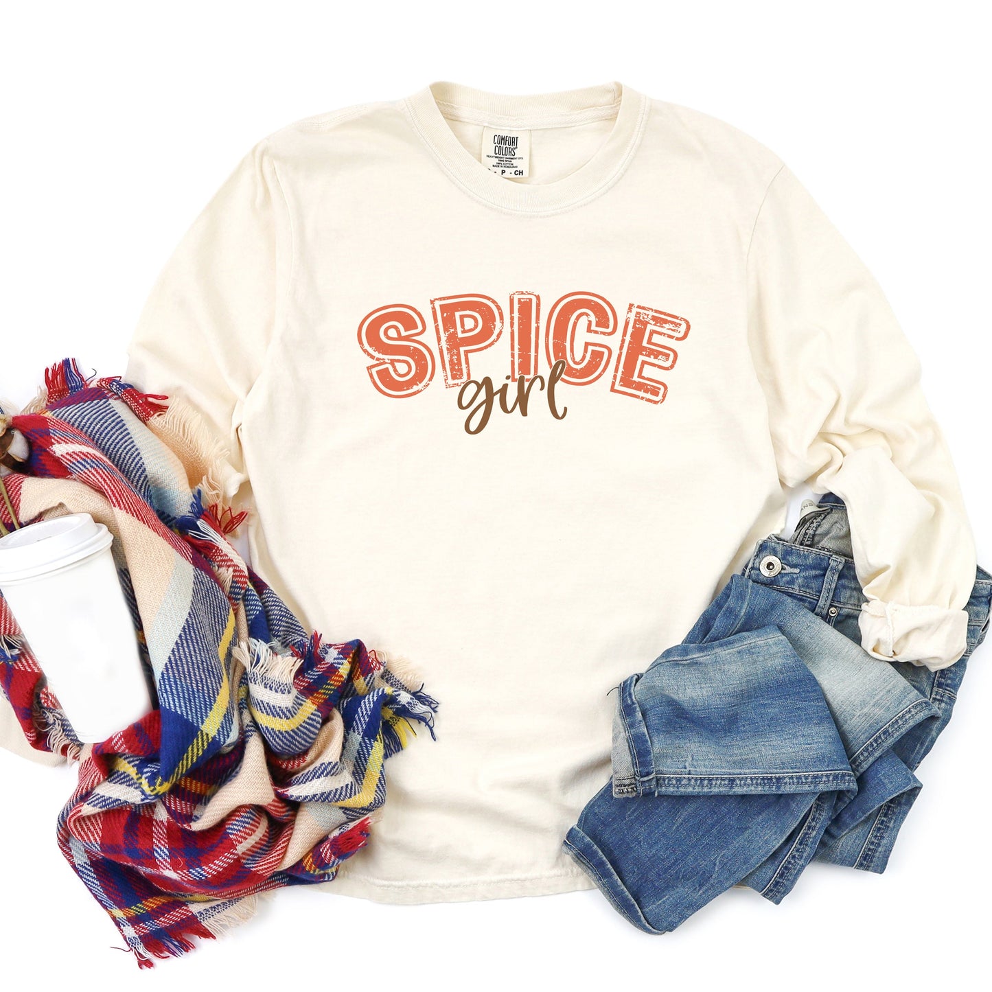 Spice Girl Varsity Cursive | Garment Dyed Long Sleeve