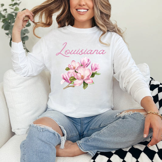 Louisiana Flower Colorful | Garment Dyed Long Sleeve