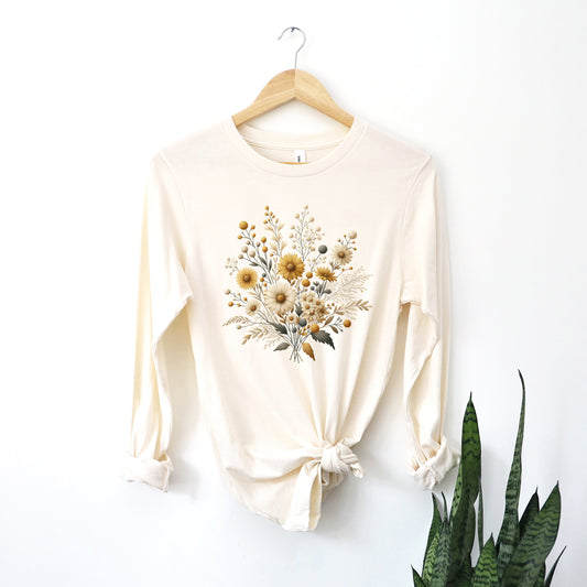 Cream And Gold Bouquet | Long Sleeve Graphic Tee