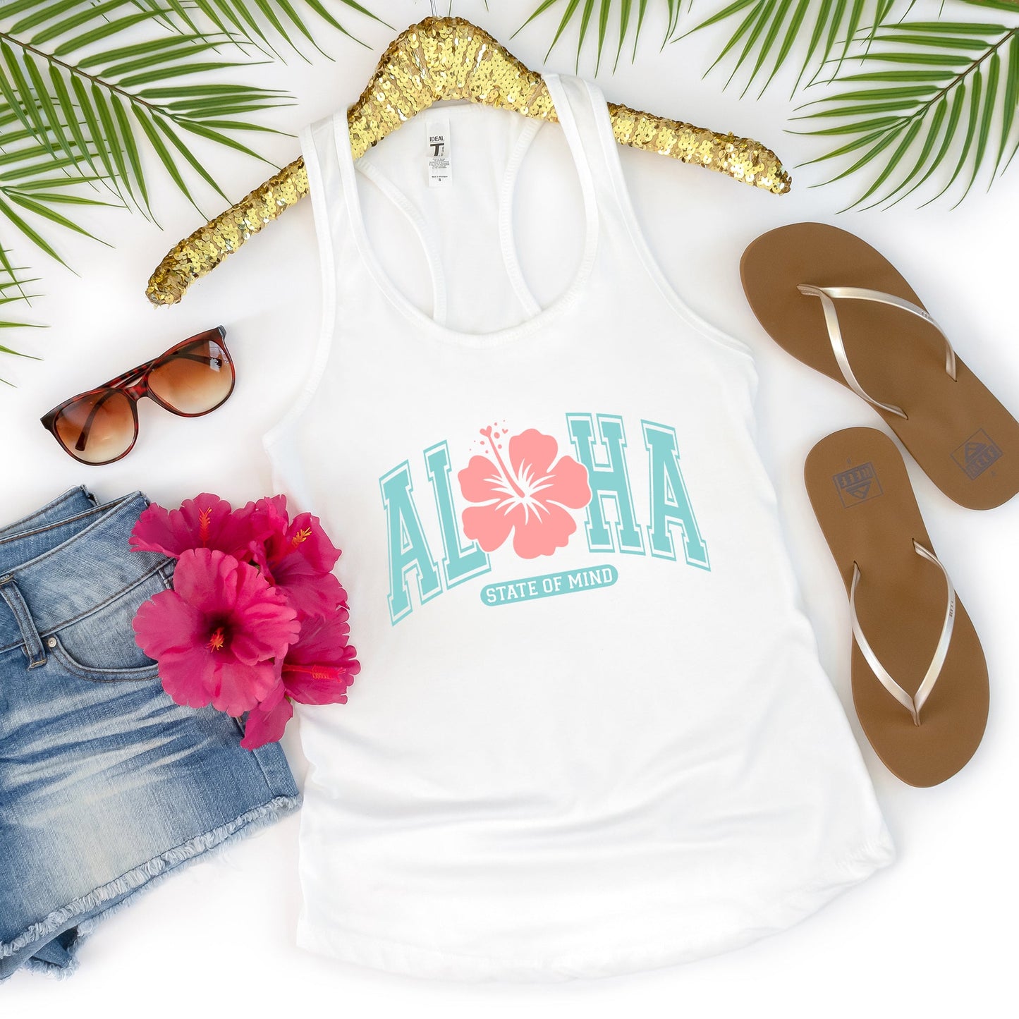 Aloha State Of Mind Flower | Racerback Tank