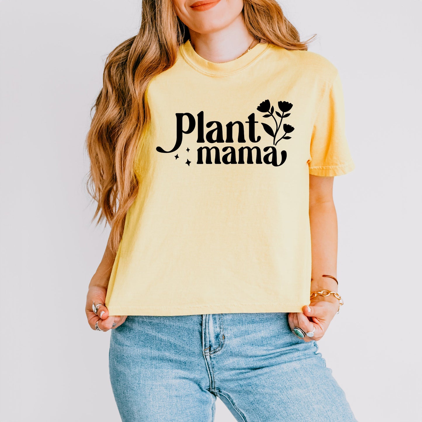 Floral Plant Mama | Relaxed Fit Cropped Tee