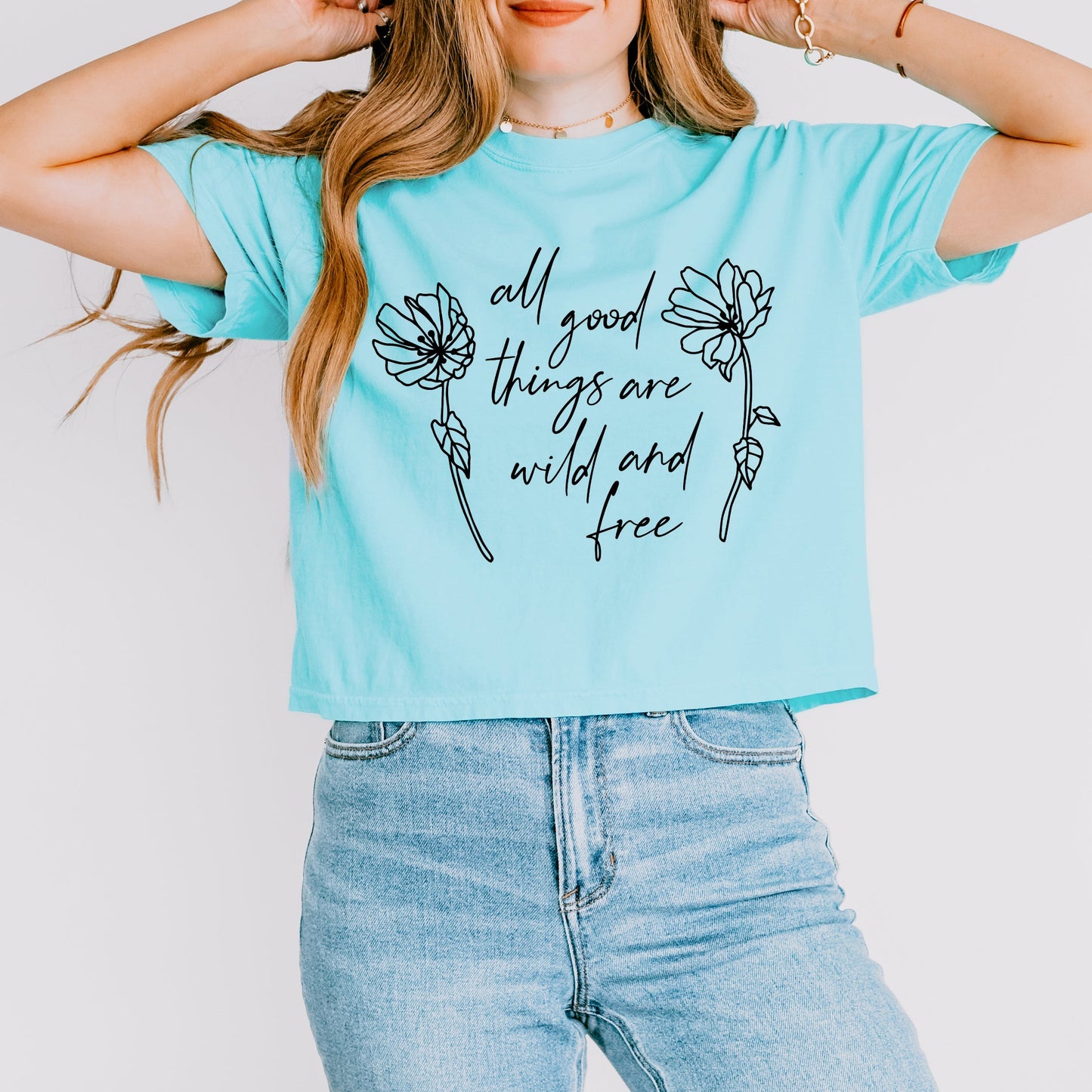 Wild And Free Flowers | Relaxed Fit Cropped Tee