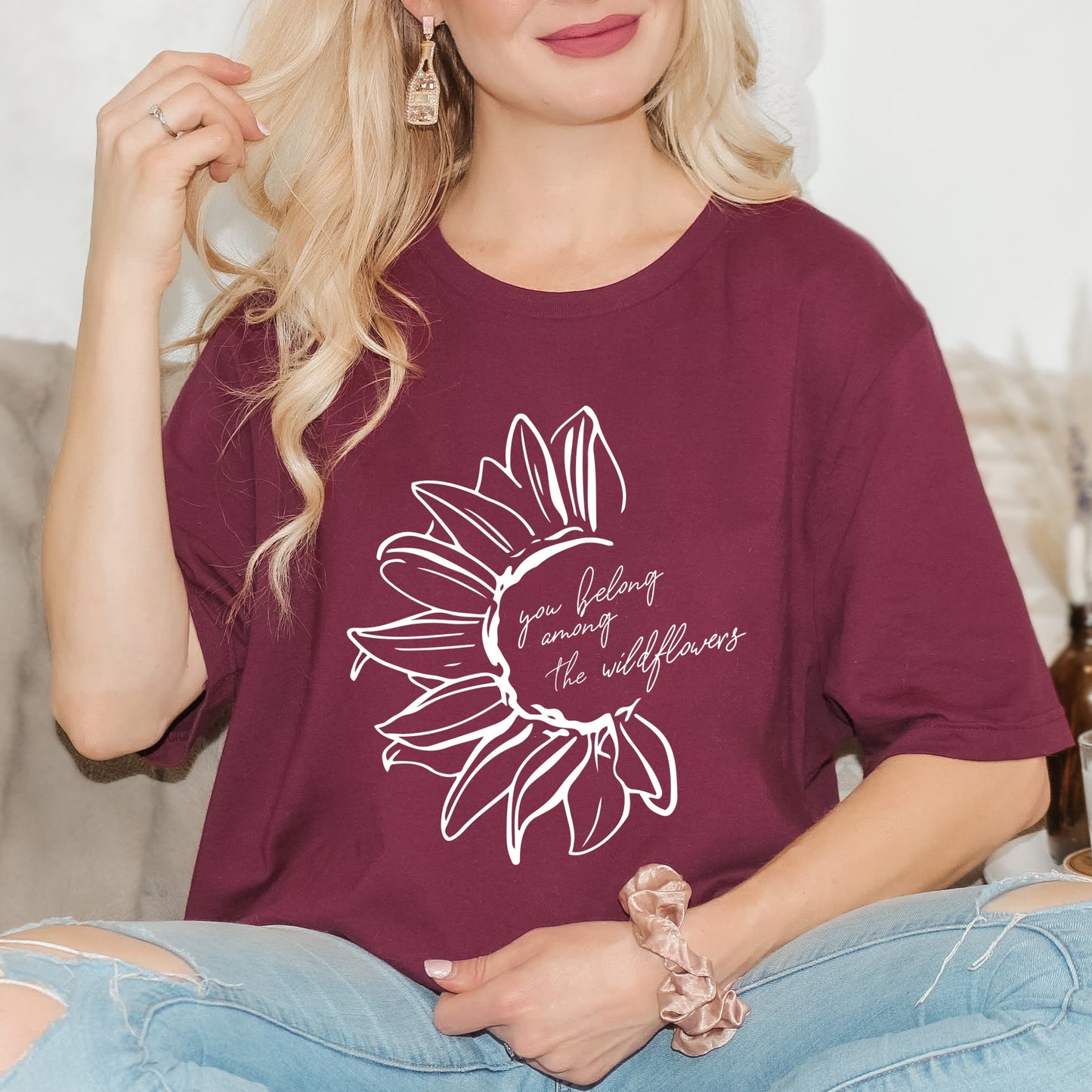 You Belong Among The Wildflowers Flower | Short Sleeve Crew Neck