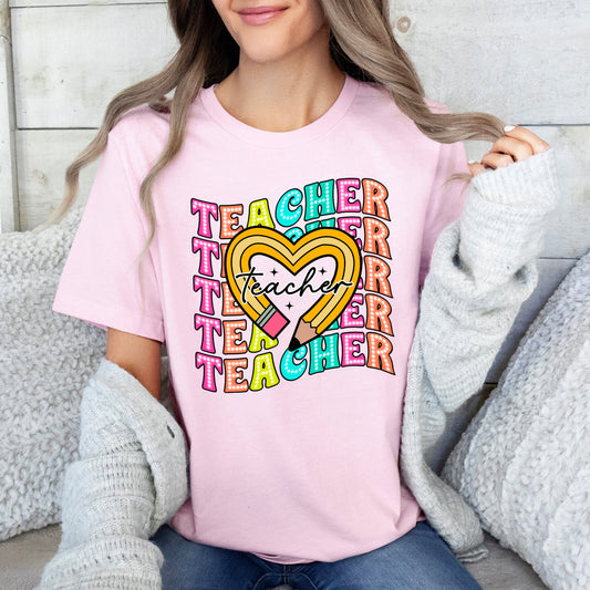 Teacher Pencil Heart | Short Sleeve Graphic Tee