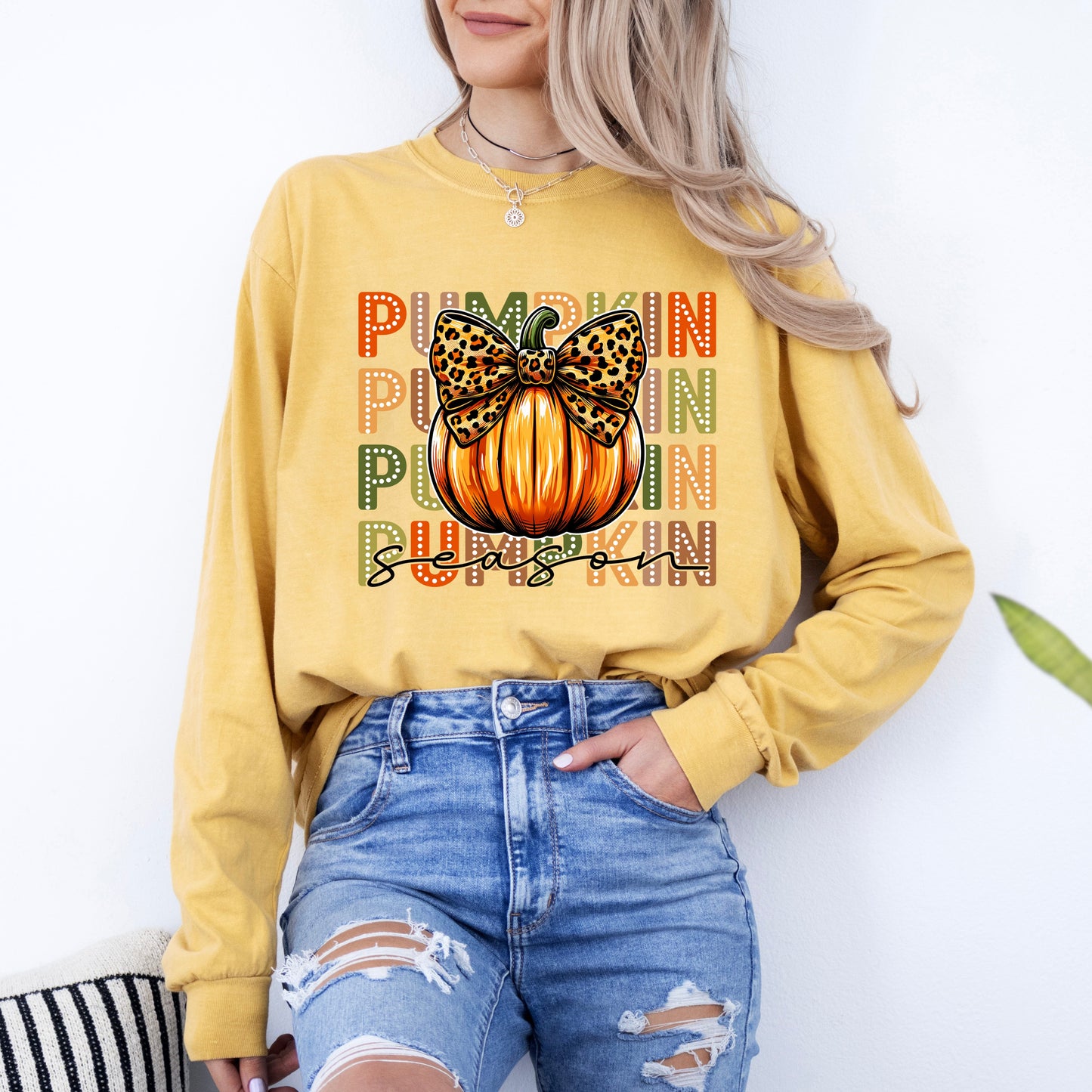 Coquette Pumpkin Season | Garment Dyed Long Sleeve