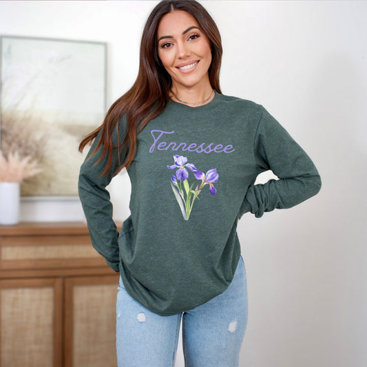Tennessee Flower Colorful | Long Sleeve Crew Neck