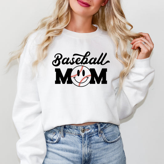 Baseball Mom Smiley Face | Sweatshirt