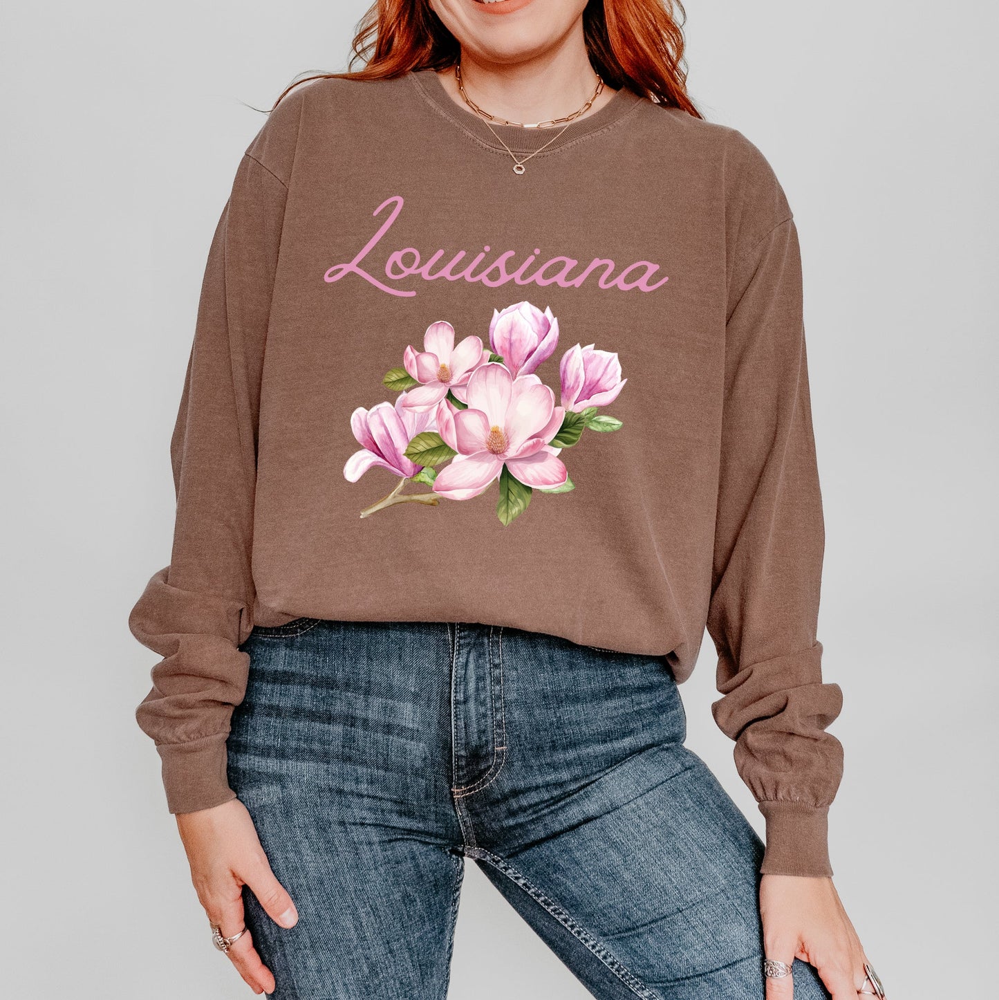 Louisiana Flower Colorful | Garment Dyed Long Sleeve