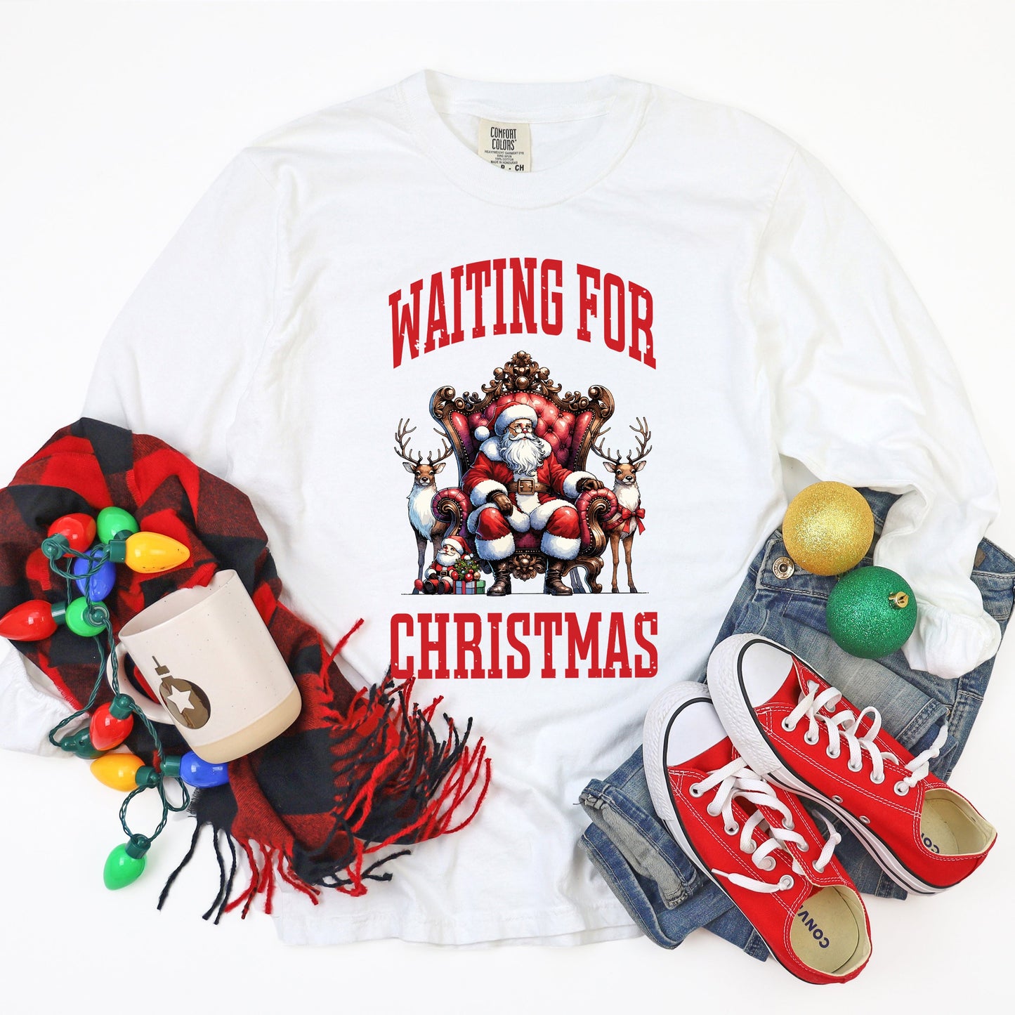 Waiting For Christmas Vintage | Garment Dyed Long Sleeve