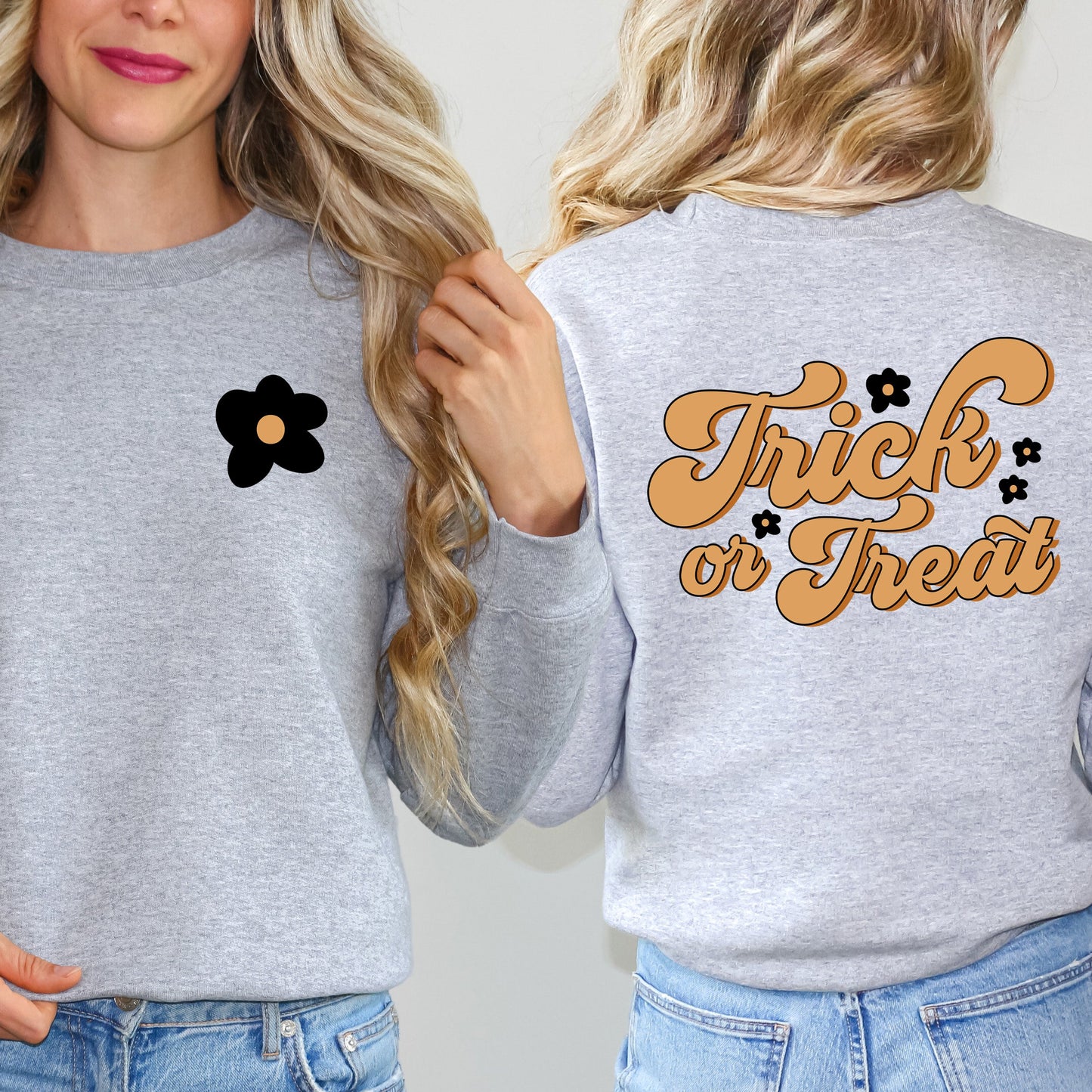 Trick Or Treat Flowers | Sweatshirt Front and Back Design