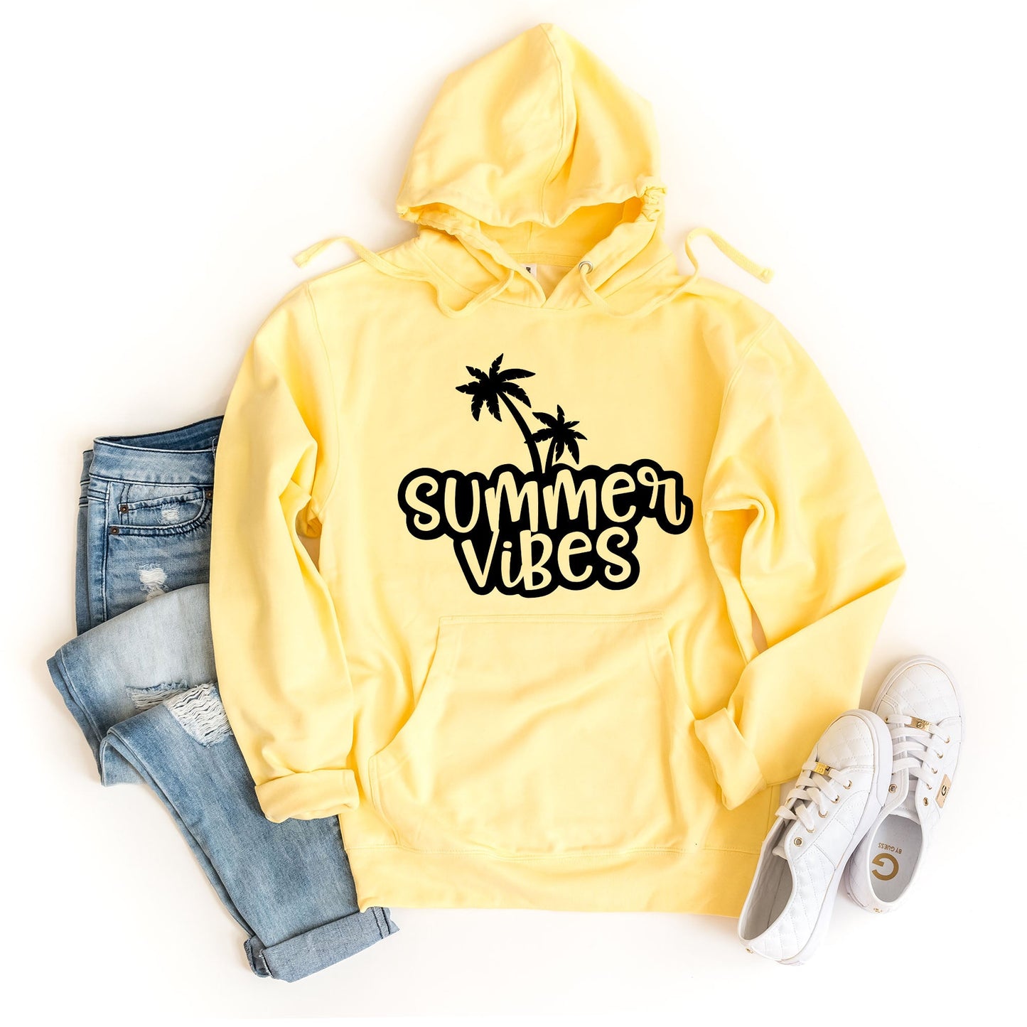 Summer Vibes Cursive Palm Trees | Hoodie