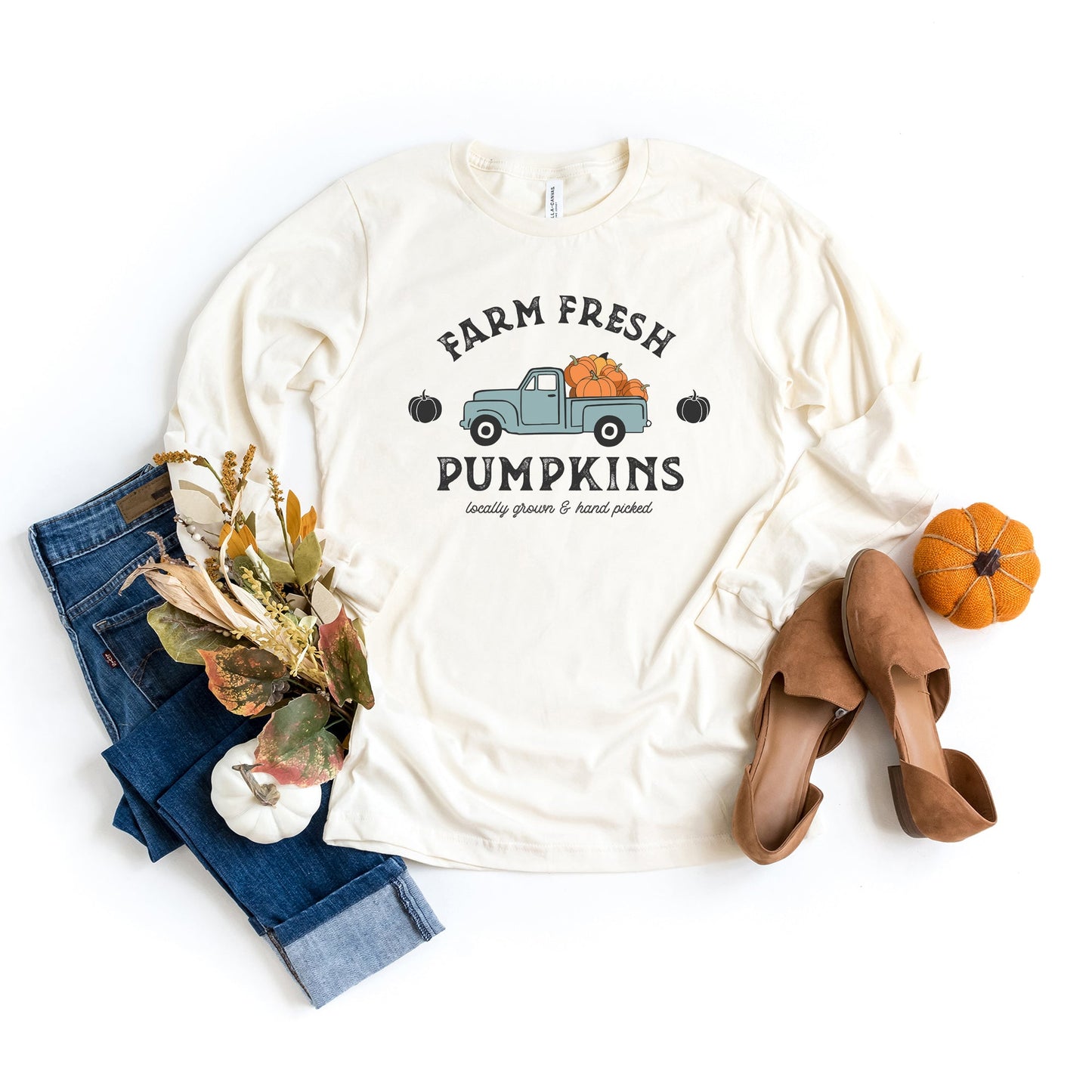 Farm Fresh Pumpkins Truck | Long Sleeve Crew Neck