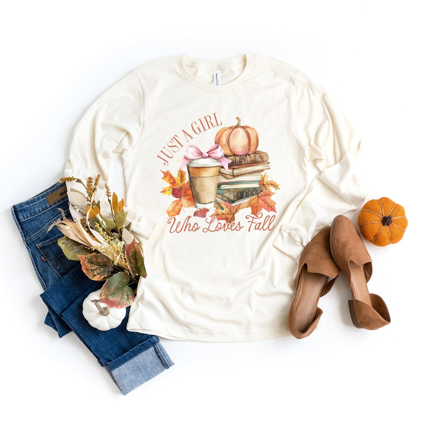 Coquette Girl Who Loves Fall | Long Sleeve Graphic Tee