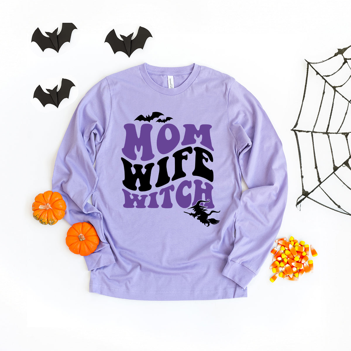 Mom Wife Witch Colorful | Long Sleeve Crew Neck