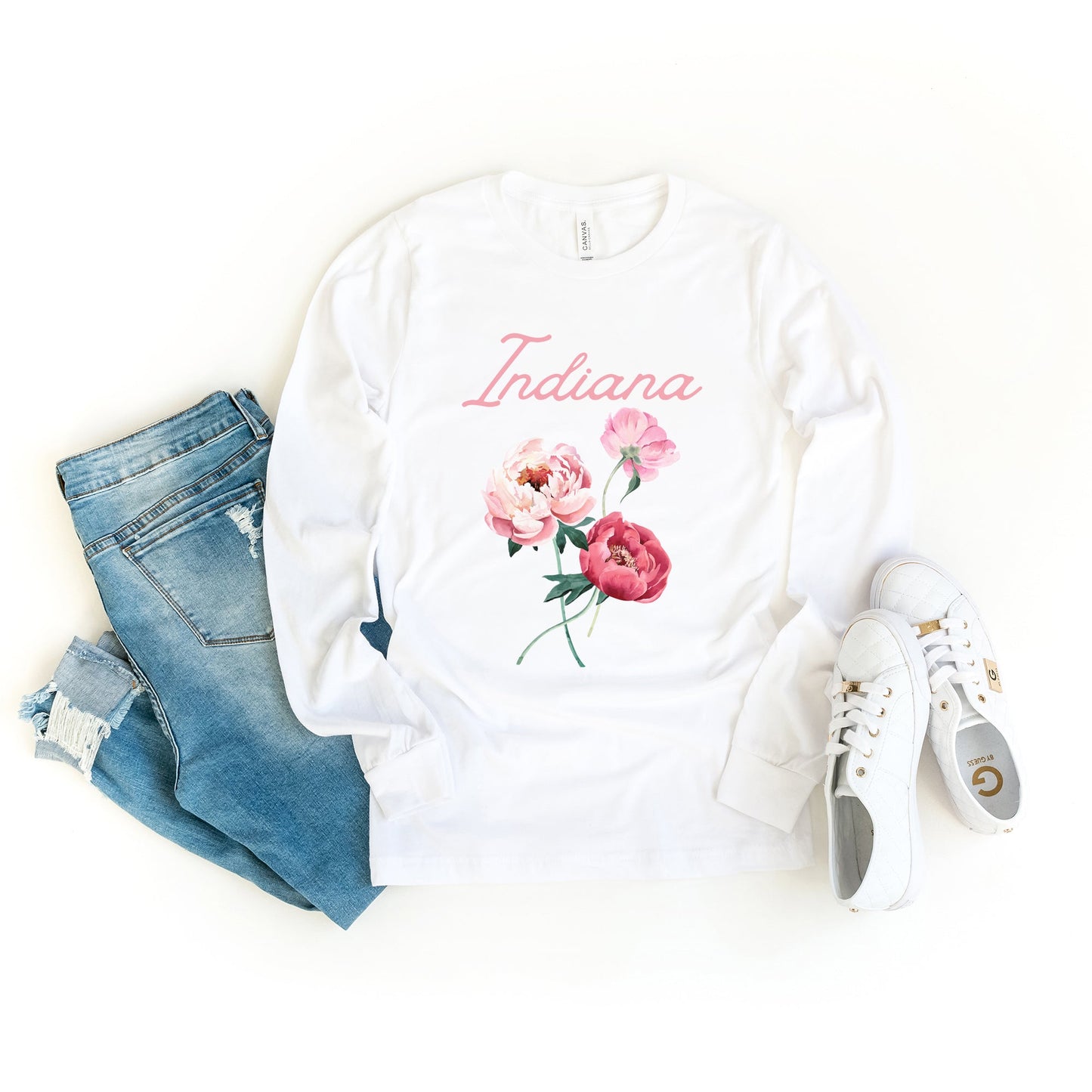 Indiana Flower Colorful | Long Sleeve Crew Neck