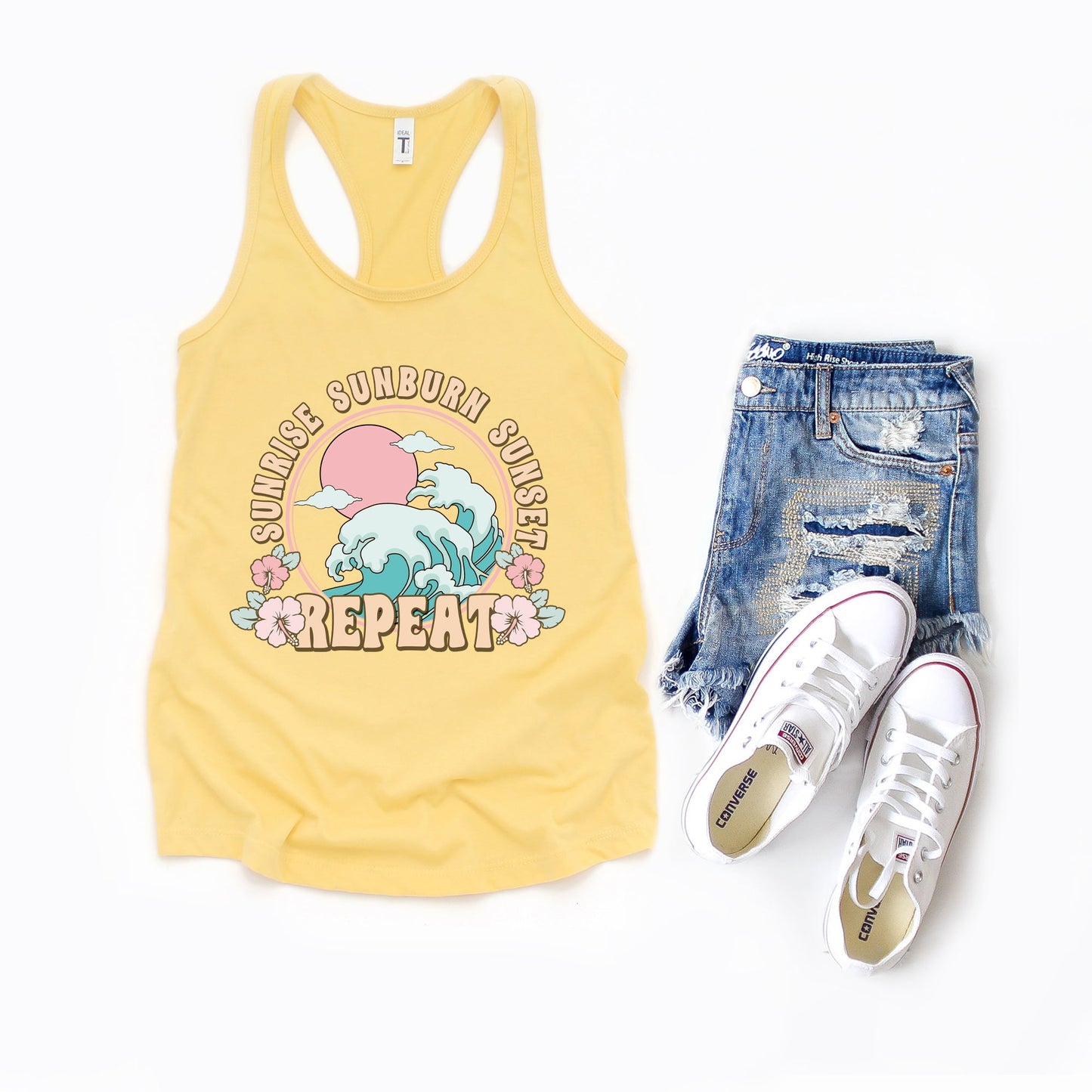 Sunrise Sunburn Sunset Repeat Wave | Racerback Tank