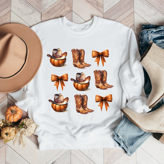 Coquette Pumpkin And Cowboy Boots | Sweatshirt