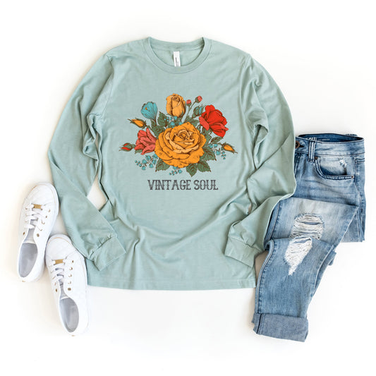 Vintage Soul Flowers | Long Sleeve Graphic Tee