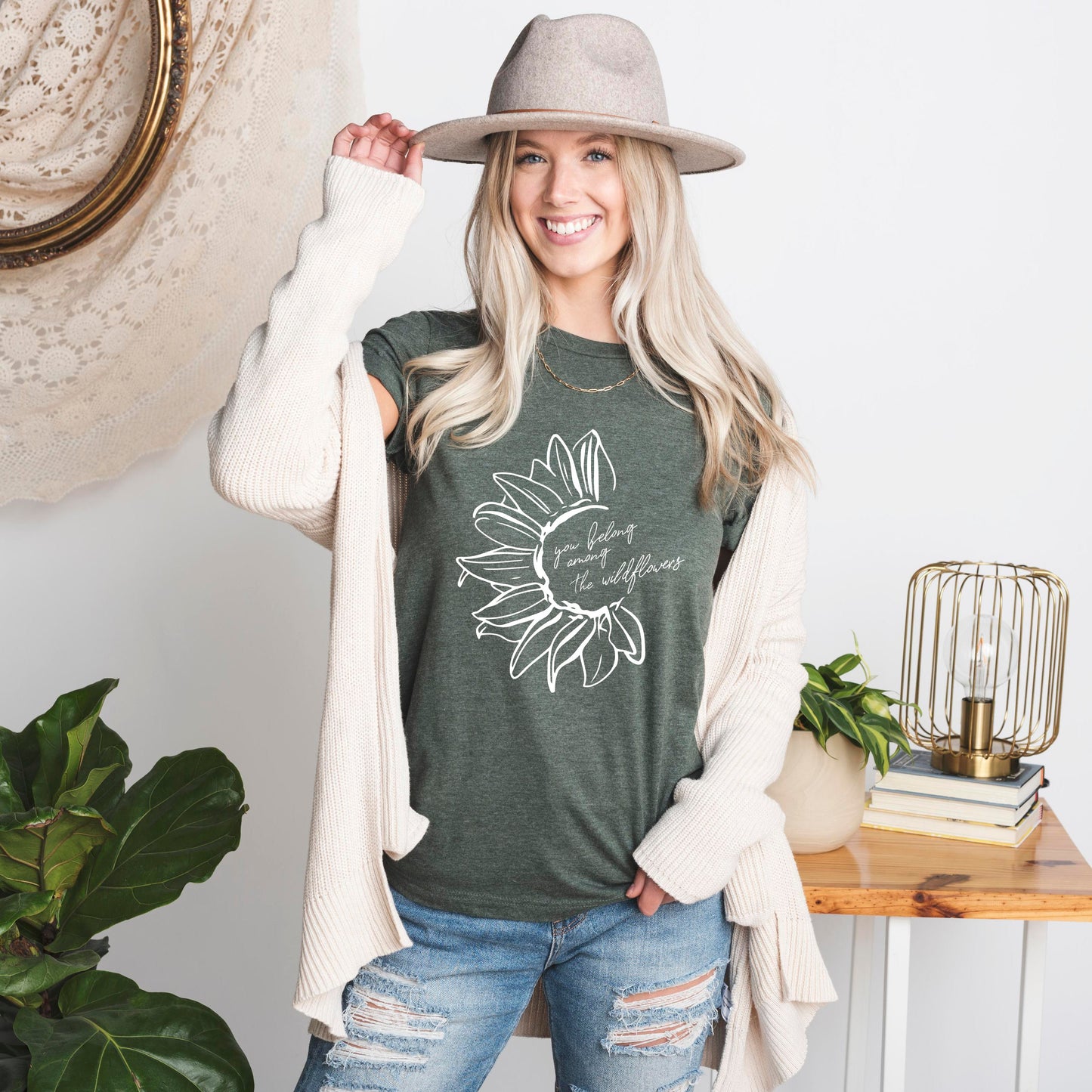 You Belong Among The Wildflowers Flower | Short Sleeve Crew Neck